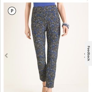 NWT Chico’s Travelers Printed Crepe Ankle Pant - Deep Amparo Blue